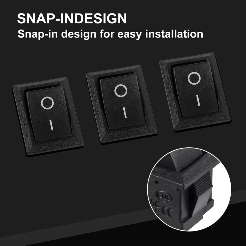DWEII 10PCS Mini Rocker Switch 12V 20A T85 2 Pin