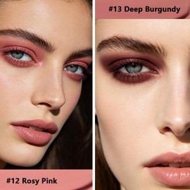 2Pcs Rosy Pink Deep Burgundy Matte Liquid Eyeshadow Eyeliner, 12#13#