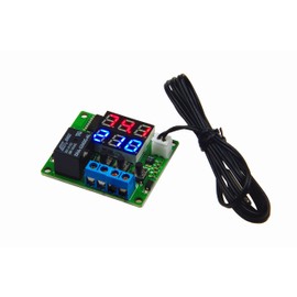 LM YN DC 12V Digital Thermostat Module -58℉ to 257℉ Fahrenheit Temp Display Temperature Controller Board with 20A Relay Waterproof Sensor Probe Dual LED Display Red Blue