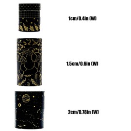 Juego de 10 rollos de cinta Washi con patrón de cuadros decorativos, para Bullet Journal, bricolaje, envolver regalos, manualidades, (serie Black Gold Foil).