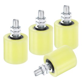 uxcell 4Pcs Slide Gate Guide Roller, 2" Nylon Rollers Gate Support Assembly, Universal Sealed Ball Bearing Rolling Gate Guider for Sliding Door, Yellow