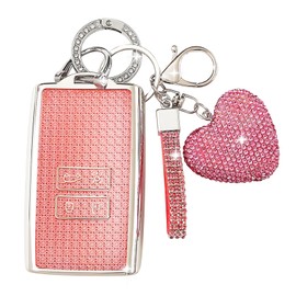 ZVRSUA Car Key Case Fits Renault, Car Key Protective Case with Gliter Love Key Fob Compatible with Renault Koleos Kadjar Megane Captur Espace, pink