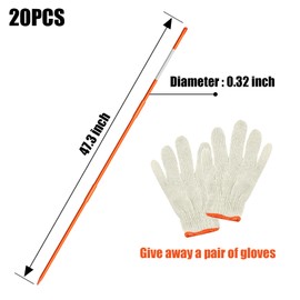 AHKUNMT 20Pcs Driveway Markers,4Ft Driveway Reflective Poles, Orange Fiberglass Snow Stakes with Reflective Tape for Easy Visibility at Night for Parking Lots (20, Orange)