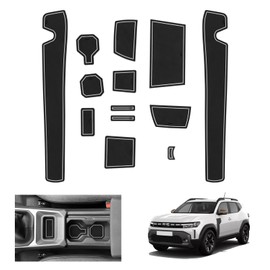 GAFAT Dacia Duster 3 2024 2025 Non-Slip Mats, Rubber Mats for Dacia Duster III from 2024 Onwards Non-Slip Mats Centre Console Cup Holder Door Seam Mats, Dacia Duster 3 Accessories (White)