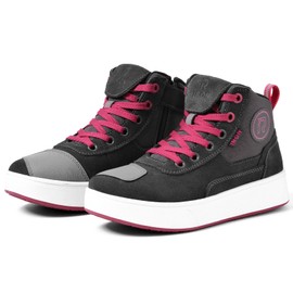 RIDEIRON Motorcycle Shoes for Women and Men, Thickened Anti-Slip Sole, Breathable Casual Motorcycle Riding Boots with Ankle Support, Shift Pad (Pink 9.5 Men/11 Women)