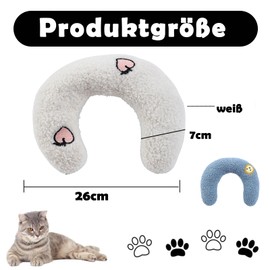 CPRNQY Pack of 2 Dog Cushion, Cat Cushion, Cushion for Cats, U-Shaped Cushion for Sleeping, Cat Cushion, Fluffy Cushion for Cats, Pet Cushion, Cat Cushion, Applicable to Pet (White + Blue)