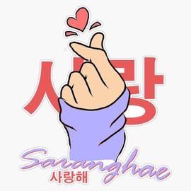 Saranghae Korean Finger Heart K-Pop Oppa B.T.S Bumper Sticker Vinyl Decal 5"