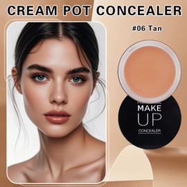 QIUFSSE Under Eye Concealer for Dark Circles with Primer,Pot Concealer Full Coverage Tattoo Cover up Makeup,Nourishing and Moisturizing,Cruelty-free（06 Tan）