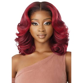 Outre Human Hair Blend 5X5 Lace Closure Wig - Hhb-Body Wave 16" (Color:DRFF2/RUBY ROSE)