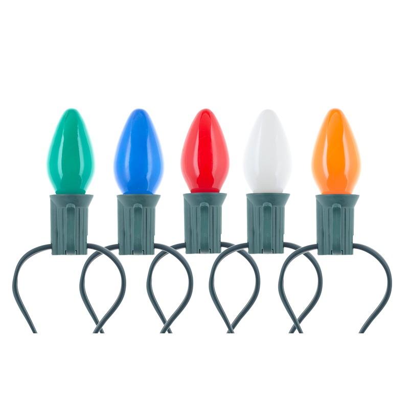Creative Hobbies 25 Pack C7 Multicolor Christmas Light Bulbs -