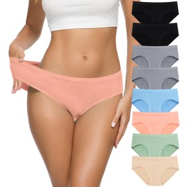 CULAYII Womens Seamless Hipster Underwear Low Waist Underwear Sports Soft Tagless Comfortable Hipster Panties for Women 8Pack XL-XXL