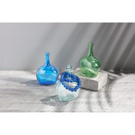 Mud Pie Bottleneck Glass Vase, Blue