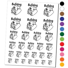 Bulldog Face Profile Sketch Temporary Tattoo Water Resistant Fake Body Art Set Collection - Black (One Sheet)