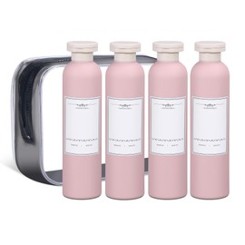 ASEVAT 8.8 oz/4 Pcs Travel Refillable Shampoo Bottles, Plastic Empty Plastic Squeeze Bottles with Flip Cap, Travel Containers for Shampoo and Conditioner for Lotion, Cream and Liquids