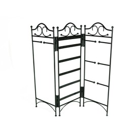 Mango Steam 3-Panel Jewelry Organizer Stand for Hanging Earrings, Bracelets, & Necklaces - Tall Version, Black