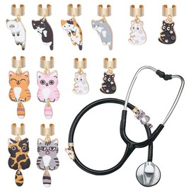 OLYCRAFT 12pcs Cat Stethoscope Charms 2~3.9cm Alloy Stethoscopes Tag Stethoscope ID Name Tag Charm Stethoscopes Charms Accessories for Doctor Nurse Medical Assistant