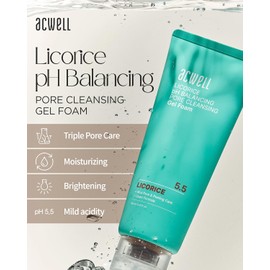 ACWELL Licorice pH Balancing Cleansing Gel Foam 5.4 fl.oz | Hypoallergenic Facial Cleanser with Licorice Extract & LHA for Deep Pore Cleaning, All Skin Types