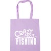 Hippowarehouse Crazy About Fishing Tote Shopping Gym Beach Bag 42cm