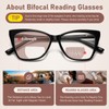 PUBOWT Bifocal Reading Glasses Women Oversized Blue Light Blocking Cat