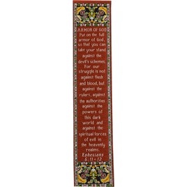Armor of God, Woven Fabric Christian Bookmark, Silky Soft Ephesians 6:11-12 Flexible Bookmarker for Novels Books and Bibles, Traditional Turkish Woven Design, Memory Verse Gift
