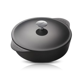 COOKLIFE 5.5 Quart Smooth Cast Iron Dutch Oven - Dishwasher & Oven Safe Pre-Seasoned Cast Iron Pot for Indoor & Outdoor Use - Dark Black