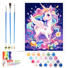 Nilnewuh Unicorn Paint by Numbers for Children from 6 Years, Junior and Adult Beginners, 40 x 50 cm Large DIY Painting Craft Kit with Canvas Brushes Acrylic Paints, Painting Set for Girls Gifts