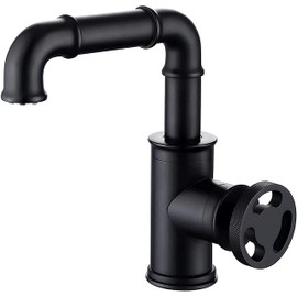KunMai Industrial Pipe Style Bathroom Faucet Matte Black Bathroom Sink Faucet Single Handle Lavatory Vessel Faucet Brass