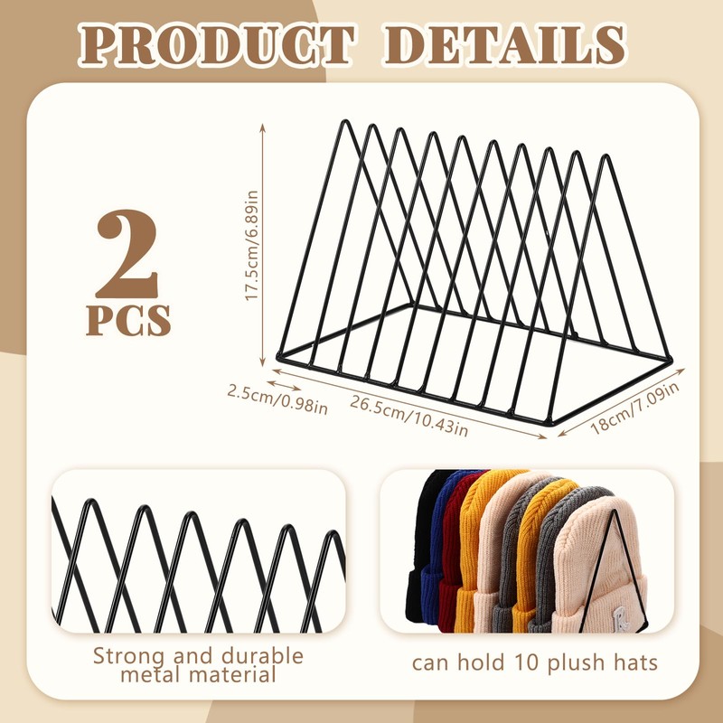 Kathfly 2 Pcs Beanie Organizer Holder Metal Hat Display Rack