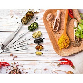 Buy-Simplicity® Shovel Spoon Set 6Pcs Stainless Steel Measuring Spoons Narrow Measuring Teaspoon Set Measuring Scale Cup Dry Liquid Spice Sugar Coffee Kitchen