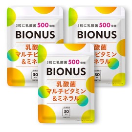 ビオナス マルチビタミン ミネラル 乳酸菌 500億個 BIONUS サプリビタミンA ビタミンB ビタミンC ビタミンD ビタミンE 90日分 3袋セット