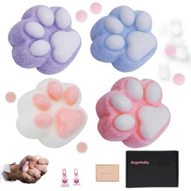 Taba Squishy Paw 4Pcs, Cat Paw Squeeze Toys, Cute Kawaii FuFu Squishies, Sticky Squishy Cat Paw Fur Ball, Kitty Paw Stress Relieving Fur Toys, YoYo Funny Fidget Toys for Gift, Kids