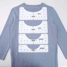 4 Pack T-Shirt Ruler Guide T-Shirt Alignment Ruler Heat Press Alignment Tool Measurement Ruler for Fabric Cutting File Designs Supplies (White)