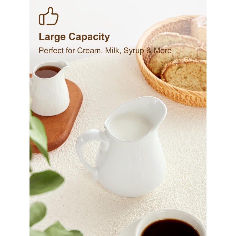 Yedio 17 oz Porcelain Milk Creamer Pitcher with Handle, White