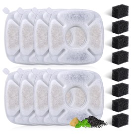 BFLICROY 8 Pack Replacement Filters & Sponges Set for 67, 84, 95, 135oz Automatic Pet Fountain, Pet Fountain Replacement Filter, Triple Filtration Cat Water Dispenser Filters for Cats and Dogs
