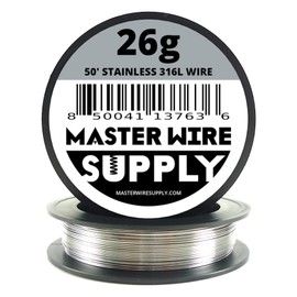 Stainless Steel 316L - 50' - 26 Gauge Wire - 50ft - 0.40mm - 0.016in - Master Wire Supply - Made in USA