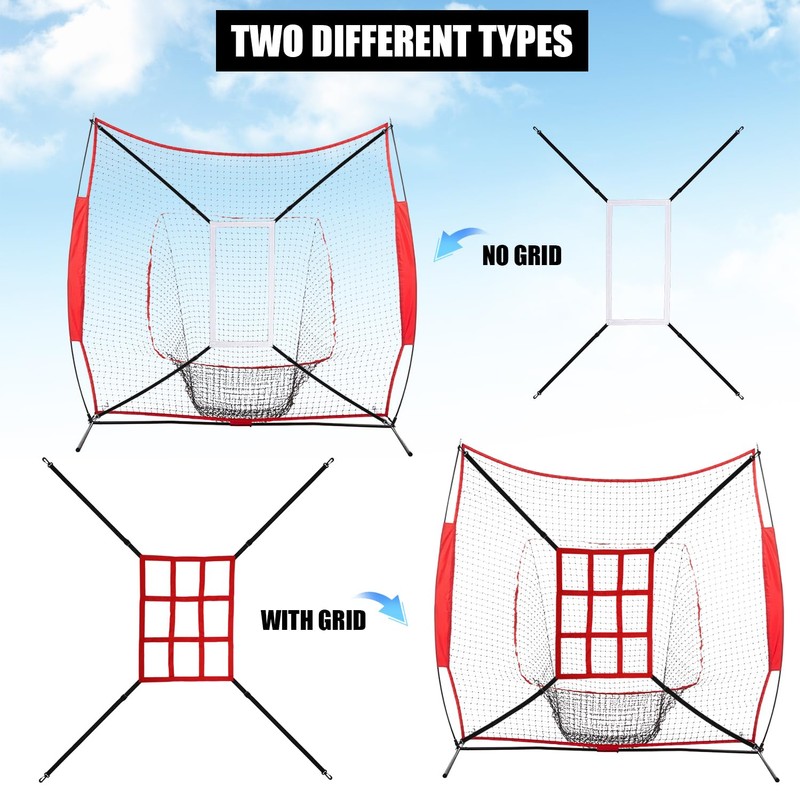 Pack of 2 Baseball Practice Net, Adjustable Strike Zone Net