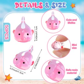 Gemscream 50 Pcs Mini Resin Figures Small Miniature Blobfish Cute Tiny Fish Resin Figurines Aquarium Ornaments for Home and Garden(Ordinary)