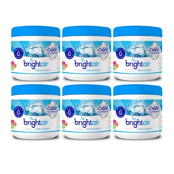 Bright Air Solid Air Freshener and Odor Eliminator, Cool and Clean Scent, 14 Oz Each, 6 Pack