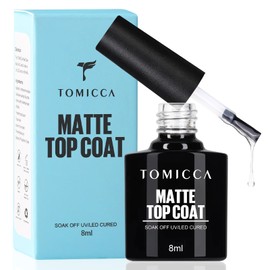 TOMICCA Top Coat Gel Nail Matte Top Coat 8 ml 1 Piece Set Matte Gel Non-Wipe No Wiping Required UV/LED Lamp Necessary