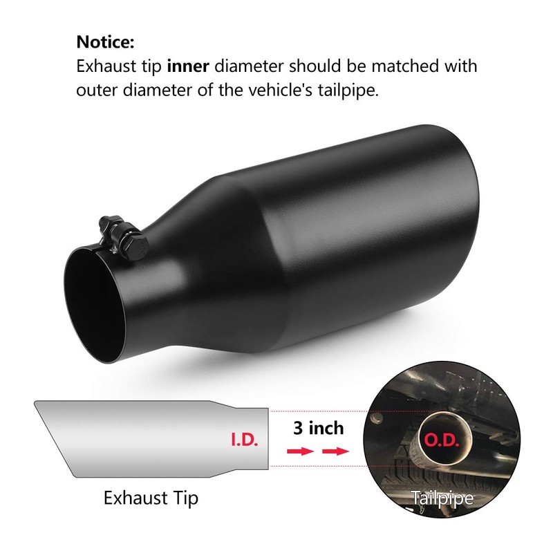 A-KARCK Exhaust Tip 3 Inch Inlet, 3" Inlet 5" Outlet