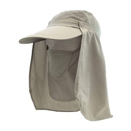 [オルルド釣具] ＵＶカット日よけ帽子 360度紫外線をカット・首までガード 紫外線対策・熱中症対策・日焼け防止に 4way フェイスカバー・日よけ付き (ライトグレー) qa100200a05
