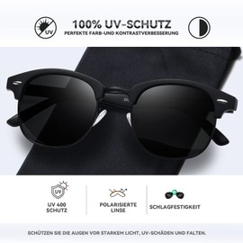 Occhsouo Polarisierte-Halbrahmen-Sonnenbrille-Unisex-Sonnenbrille-Herren-Damen Klassische Retro UV400 Schutz Rechteckig Sonnen brille Metallrahmen Autofahren Reisen(1-Schwarz/Schwarz)