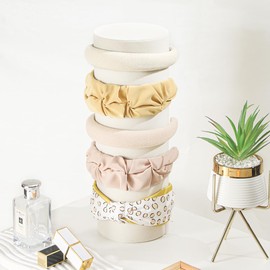 Justsoso Vertical Headband Holder Organizer, Soft Velvet Tower Hairband Stand Display, Hair Hoop Accessories Jewelry Storage for Women Girls (Beige Velvet)