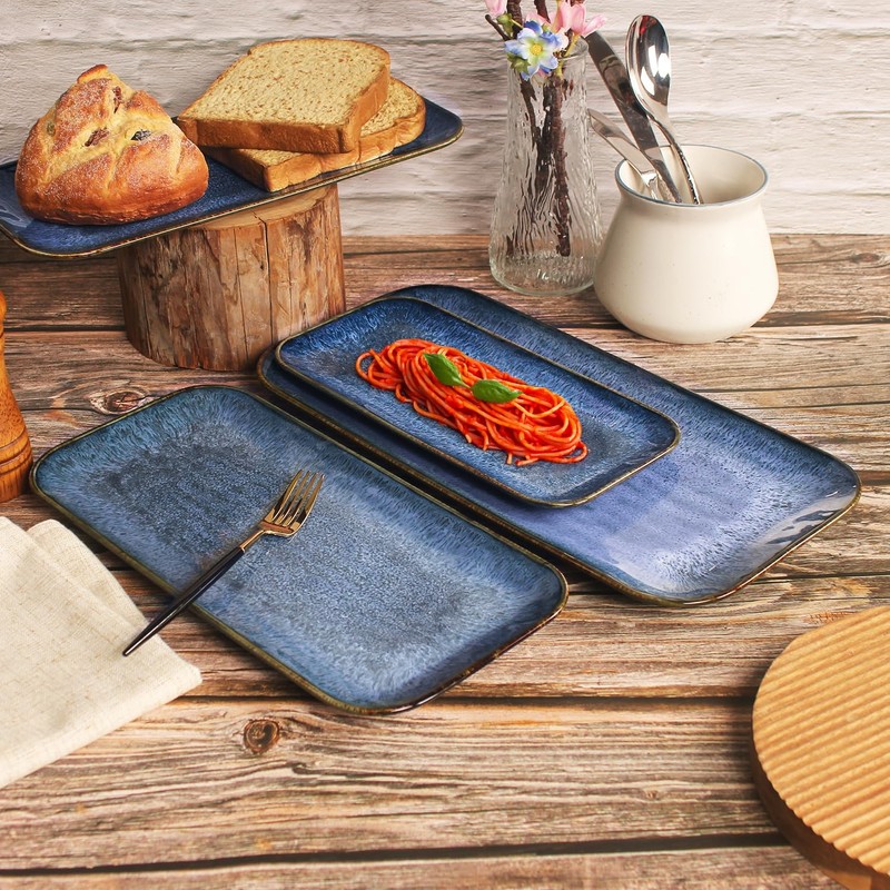 jinsongdafa Ceramic Dinner Plates Dish Set,Set of 4, for Lunch