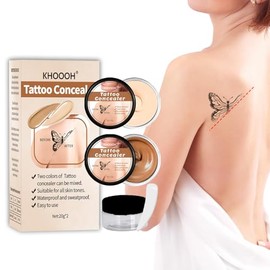 Professional Dual Colour Tattoo Concealer - Full coverage for acne, body, waterproof - Unisex, natural make-up to cover blemishes birthmarks scars