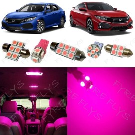 Fyre Flys 8x Pink LED interior lights package kit for 2016-2018 Honda Civic +Tool HC5P