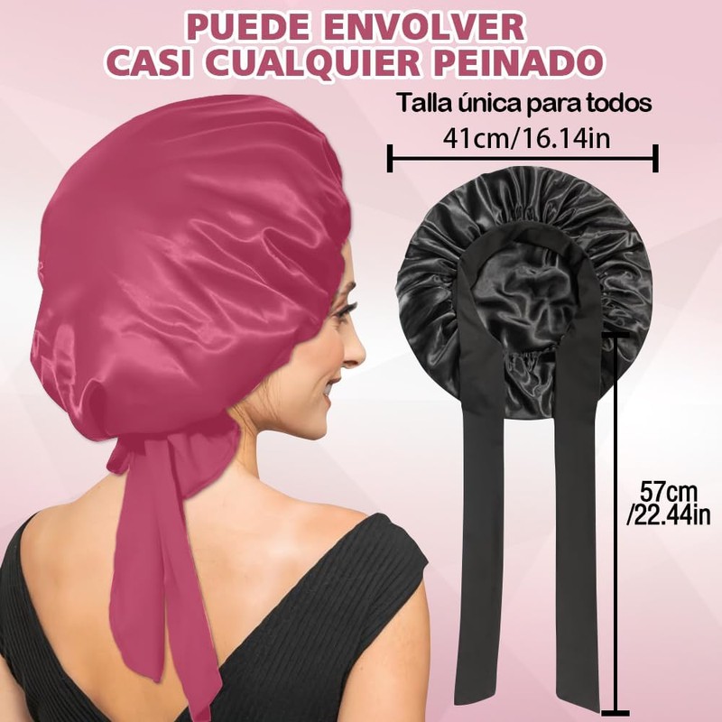 Meajax 2 Piezas Gorro de Pelo Rizado de Satén,Gorro de