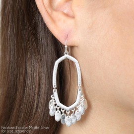 RIAH FASHION Bohemian Chandelier Coin Dangle Earrings - Gypsy Lightweight Filigree Disc Charm Tassel Ethnic Hoops (Bali Chandelier Hexagon - Matte Gold Silver)