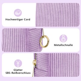 Likesing Kleine Kosmetiktasche Kulturtasche, 2 Stück Cord Kulturbeutel Schminktasche, Tragbare Make Up Tasche Organizer Reise mit Metall Reißverschluss für Mädchen Damen Lila
