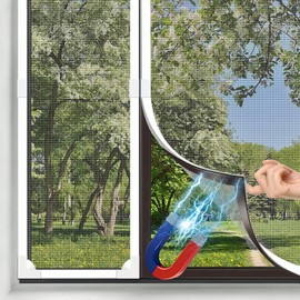 Magnetic RV Window Screen, Max 36 x 56" + Corner & Wind Clips for 2 Windows